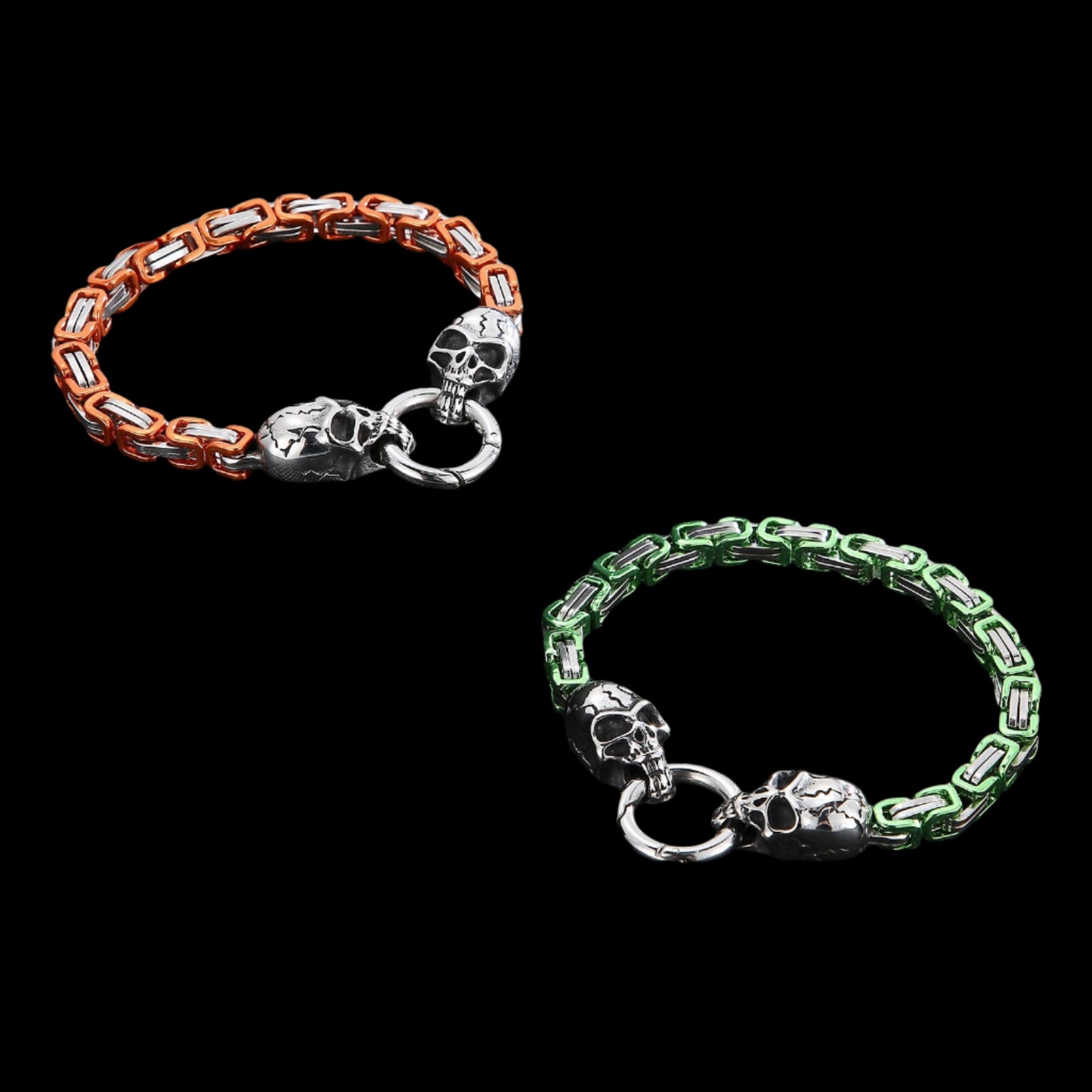 7 Colors Skull Byzantine Chain Mens Bracelet