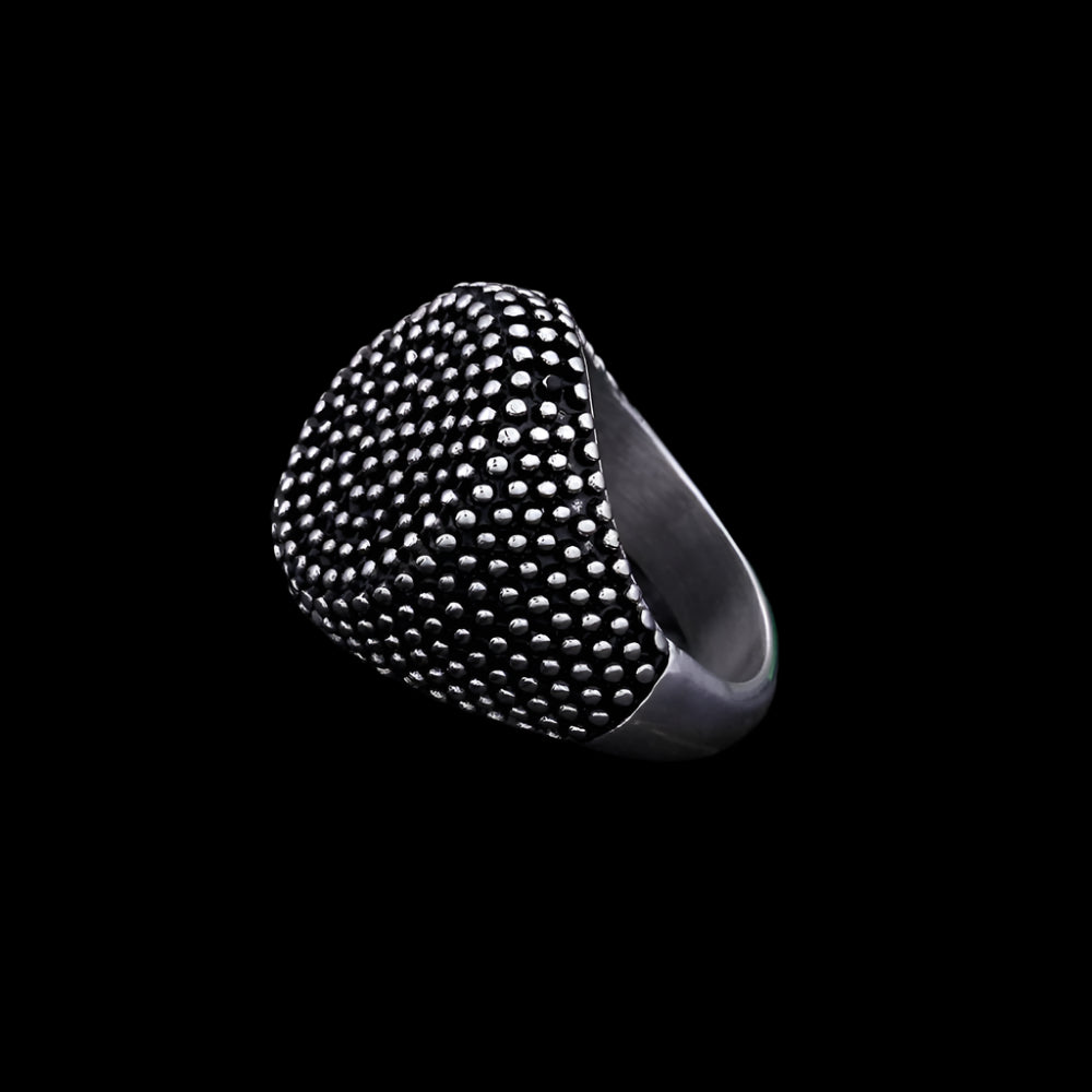 Beaded Mens Signet RIng