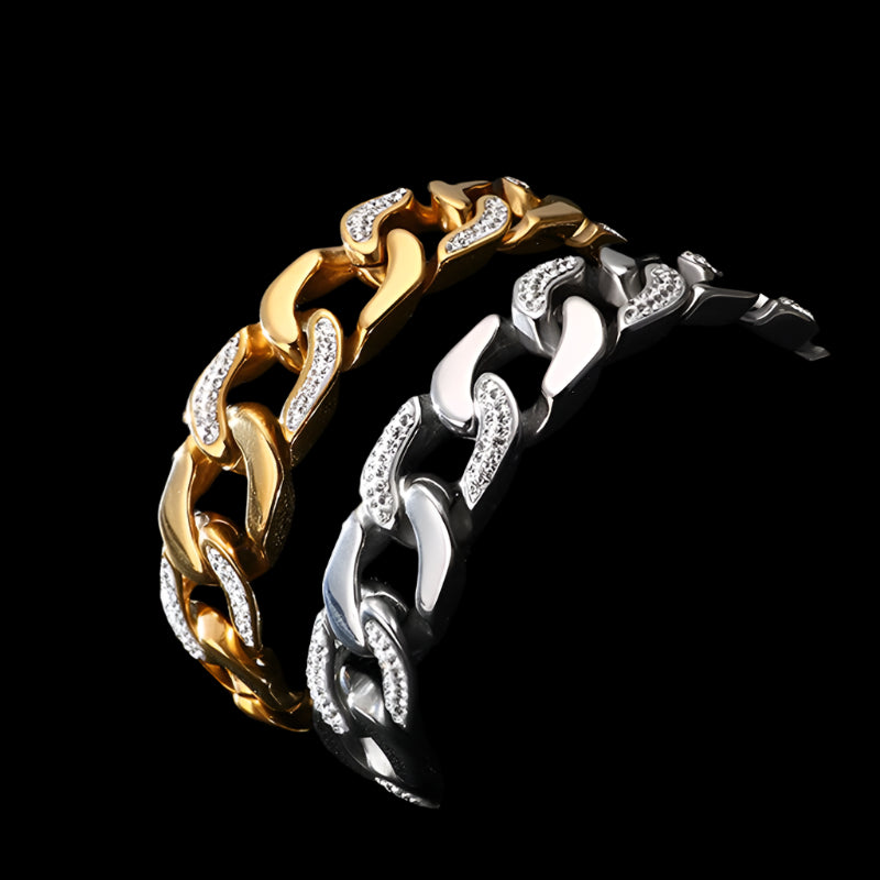 Half-Ice Cuban Link Mens Bracelet