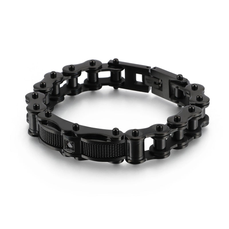 Black Modern Biker Chain Bracelet