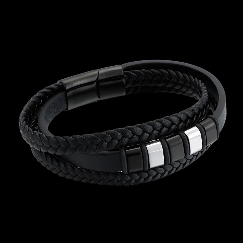 Braided Leather Band Mens Bracelet