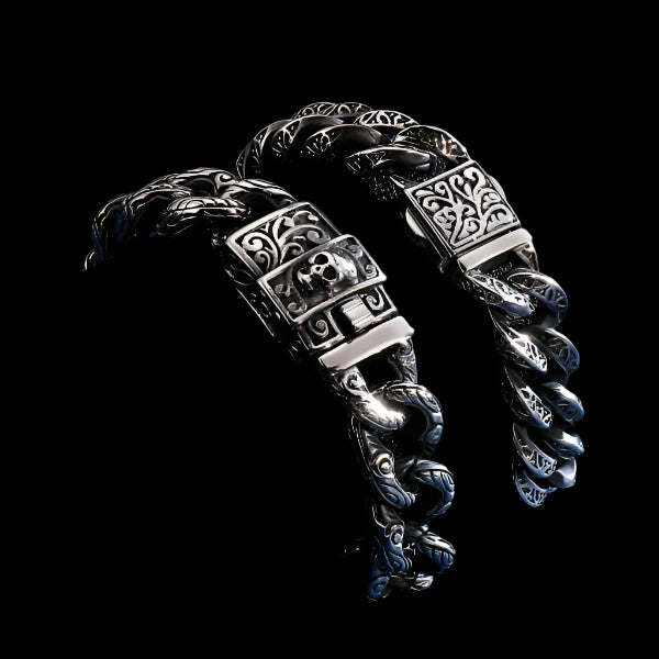 Deep Engraved Cuban Chain Bracelet