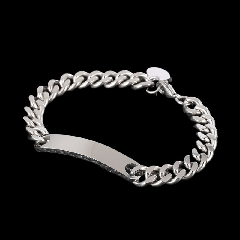 Engraving Bar Bold Cuban Link Bracelet