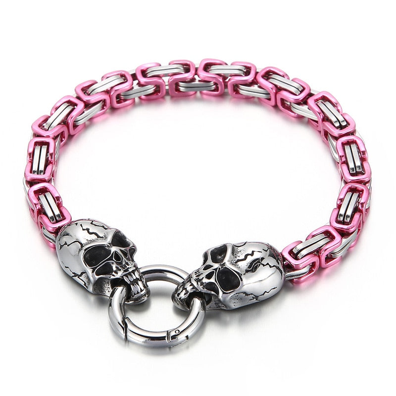 7 Colors Skull Byzantine Chain Mens Bracelet