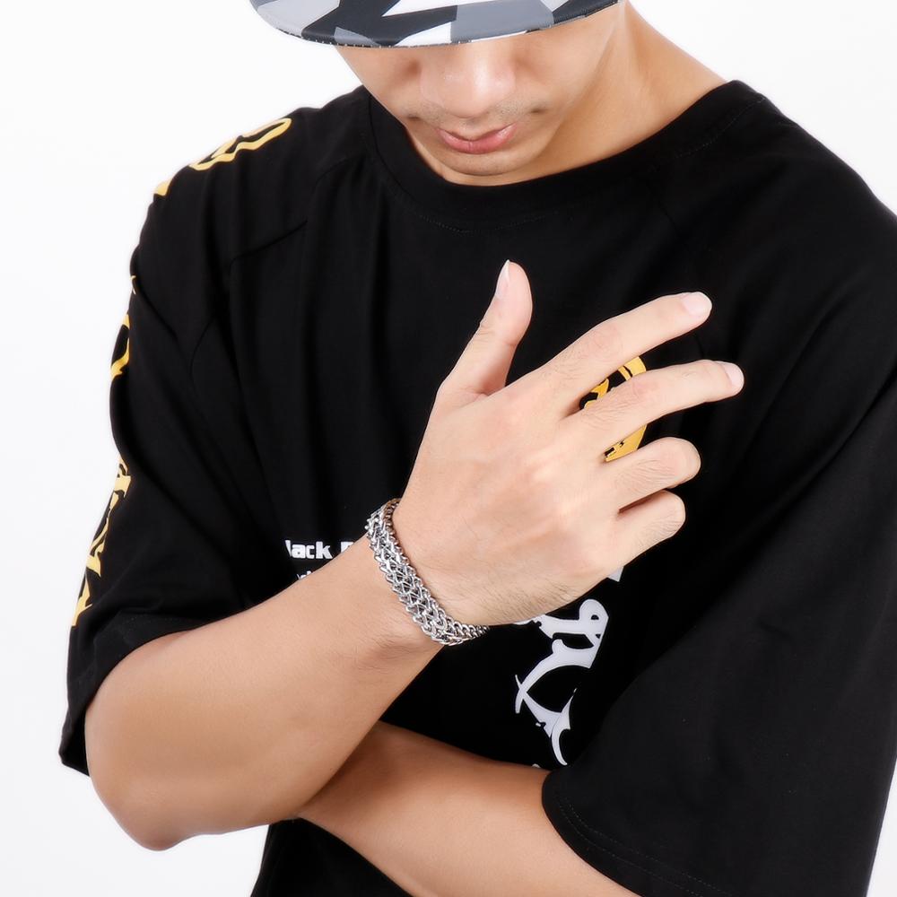 Woven Steel Chain Mens Bracelet