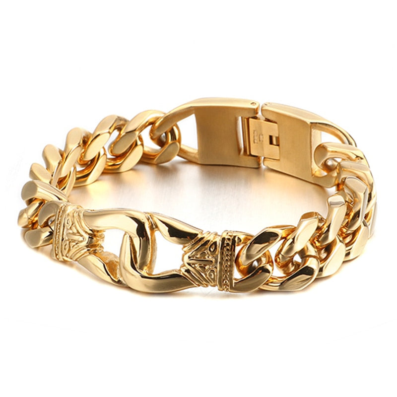 Gold Finish BroadC uban Bracelet