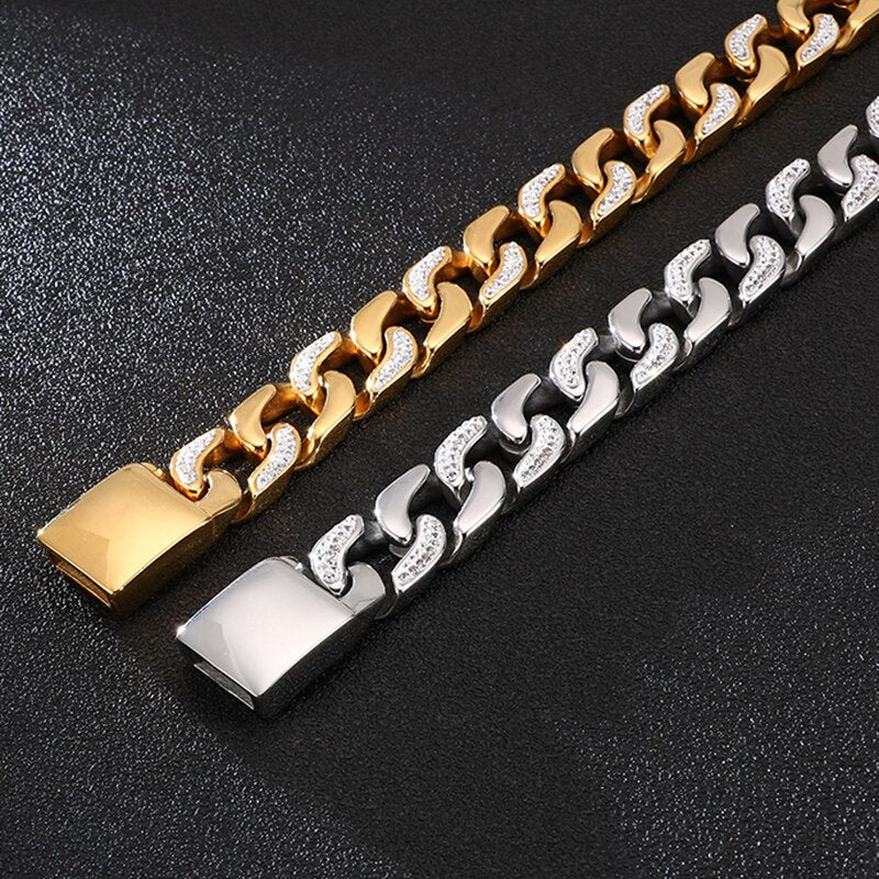 Half-Ice Cuban Link Mens Bracelet