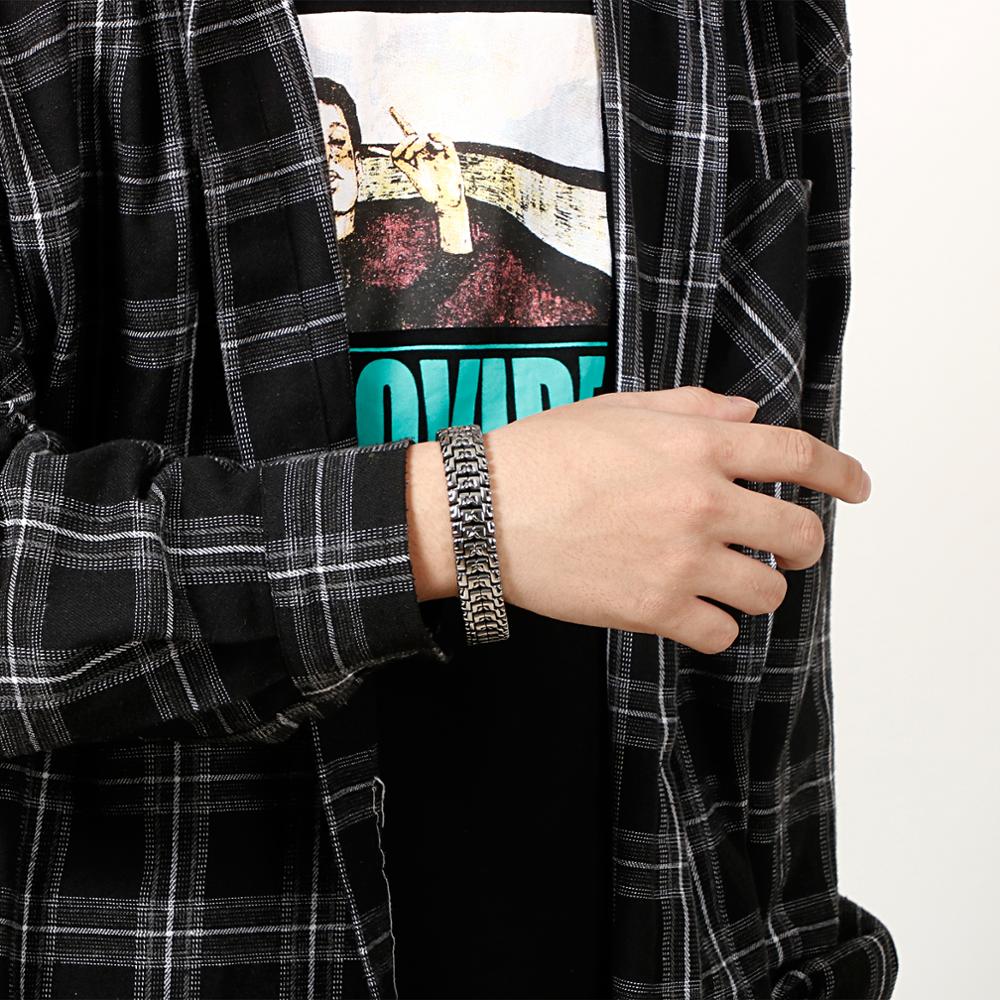 Engraved Scale Watch Band Link Chain Bracelet