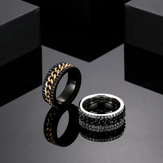 Zircon and Chain Spinner Ring