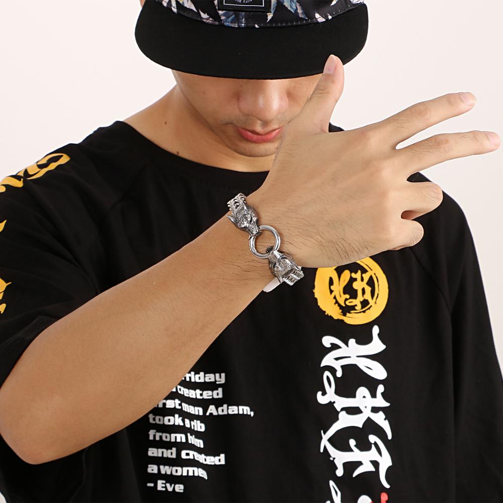Dueling Wolves Chain Bracelet