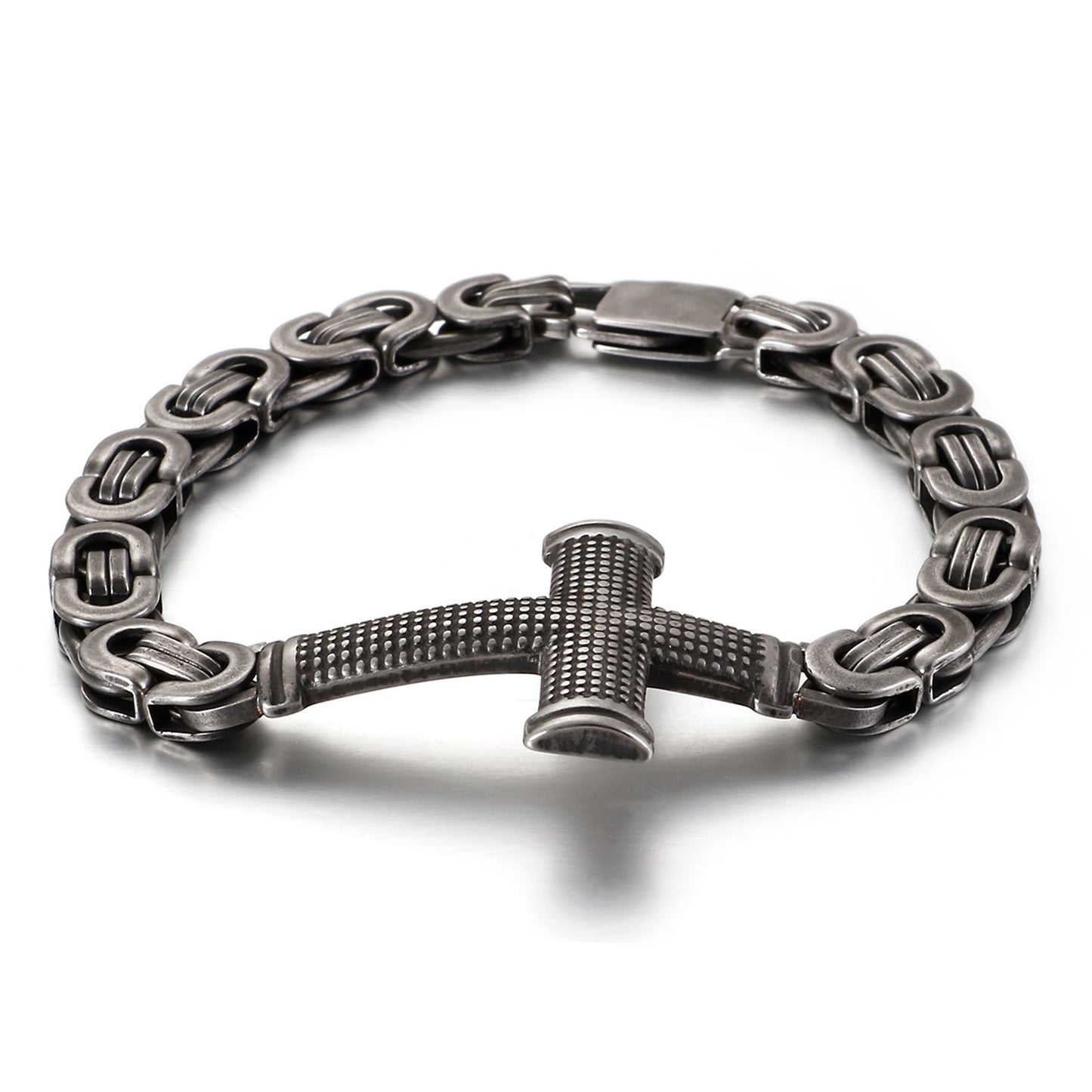 Square Chain Beaded Cross Bracelet