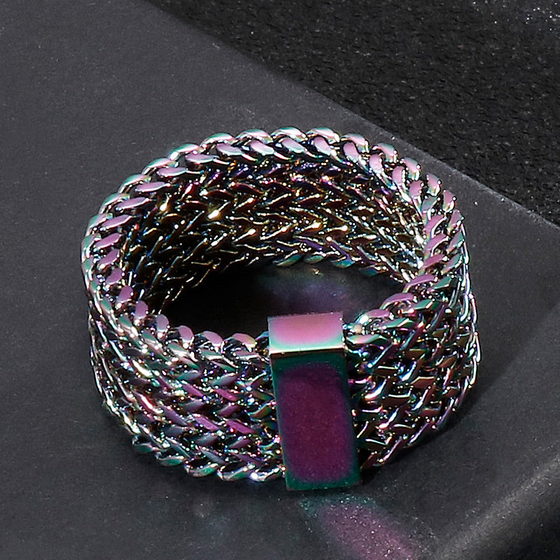 Woven Steel Chain Mail Band Ring