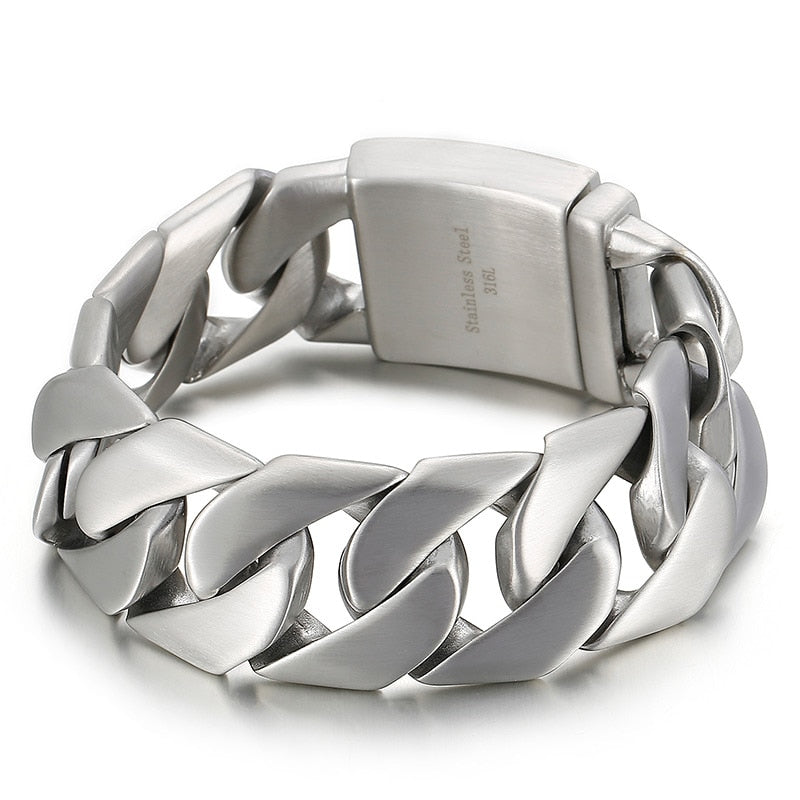 Ultra Wide Tab Closure Cuban Chain Mens Bracelet