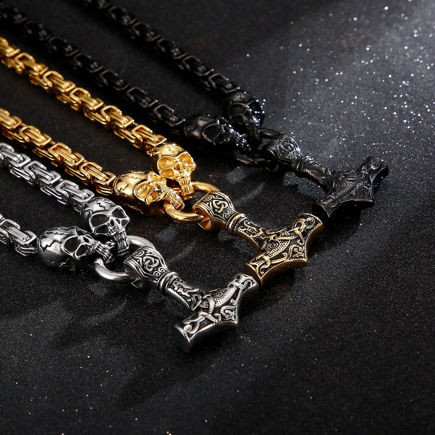 Skull Byzantine Chain Box Chain King's Chain With Pendant Men's Necklace