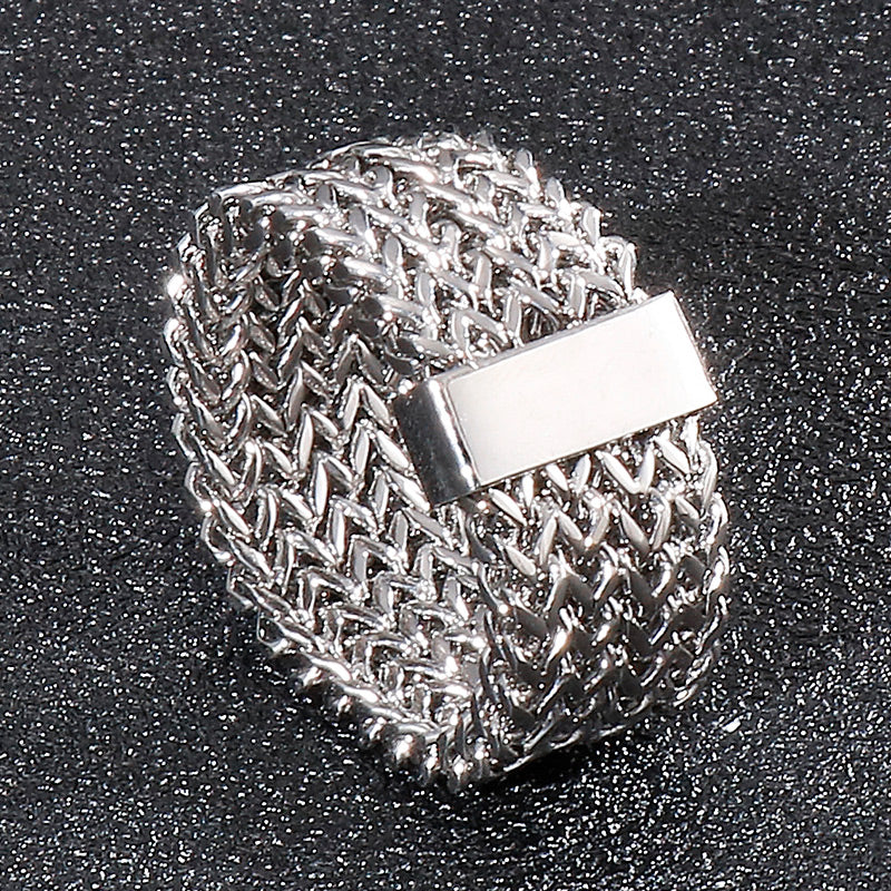 Woven Steel Chain Mail Band Ring