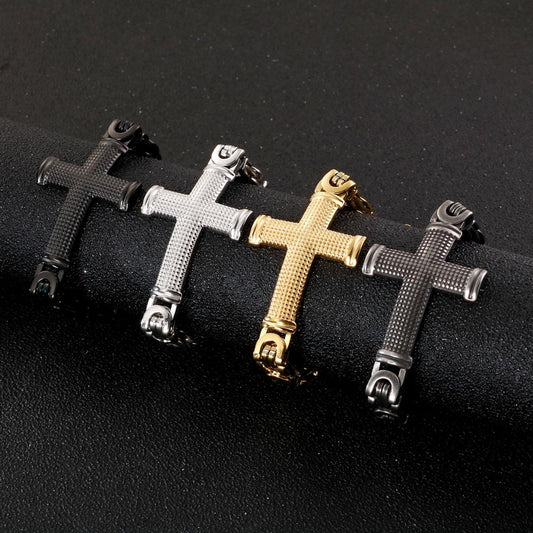 Square Chain Beaded Cross Bracelet