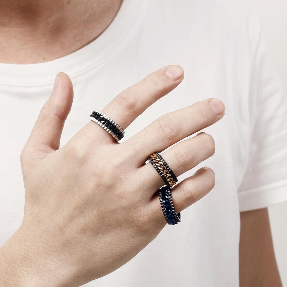 Zircon and Chain Spinner Ring