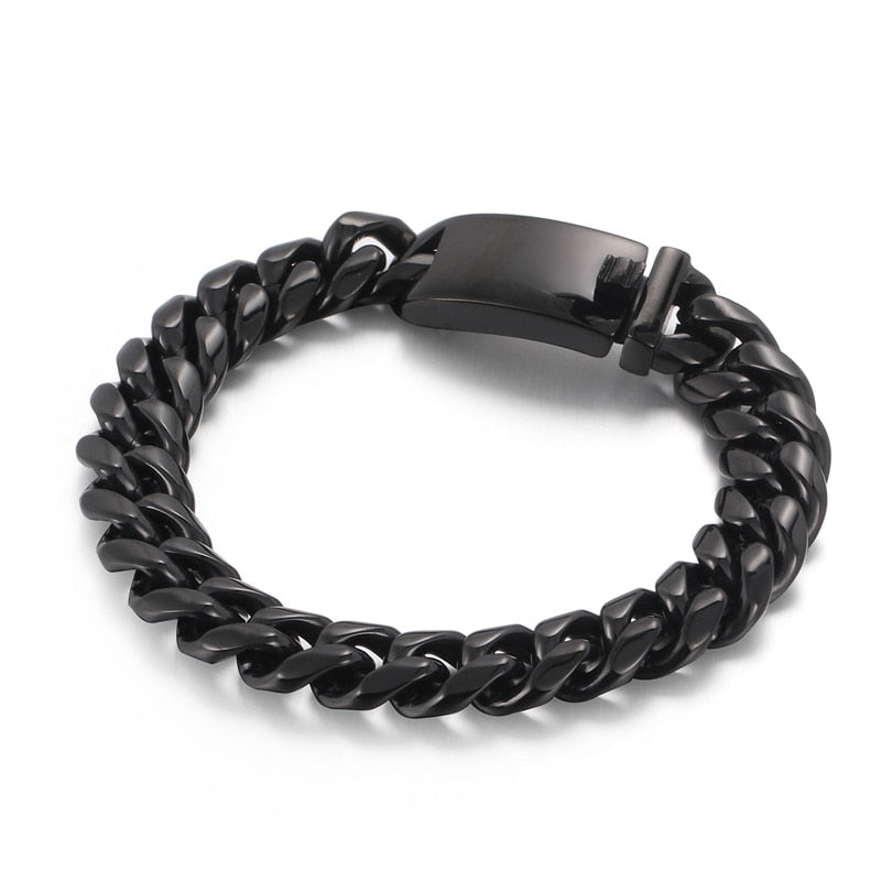 Bold and Chunky Half-Polish Cuban Link Chain Bracelet