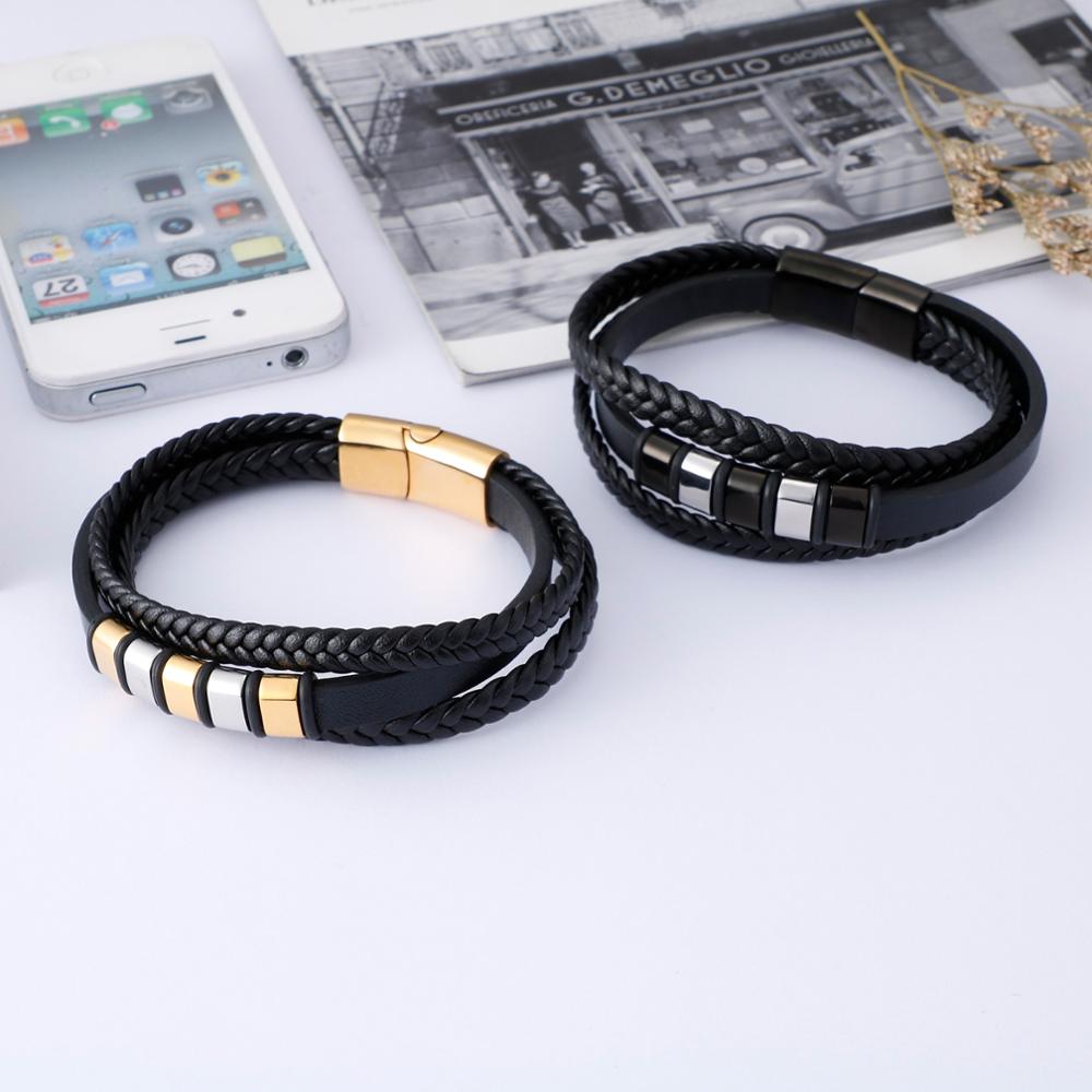 Braided Leather Band Mens Bracelet