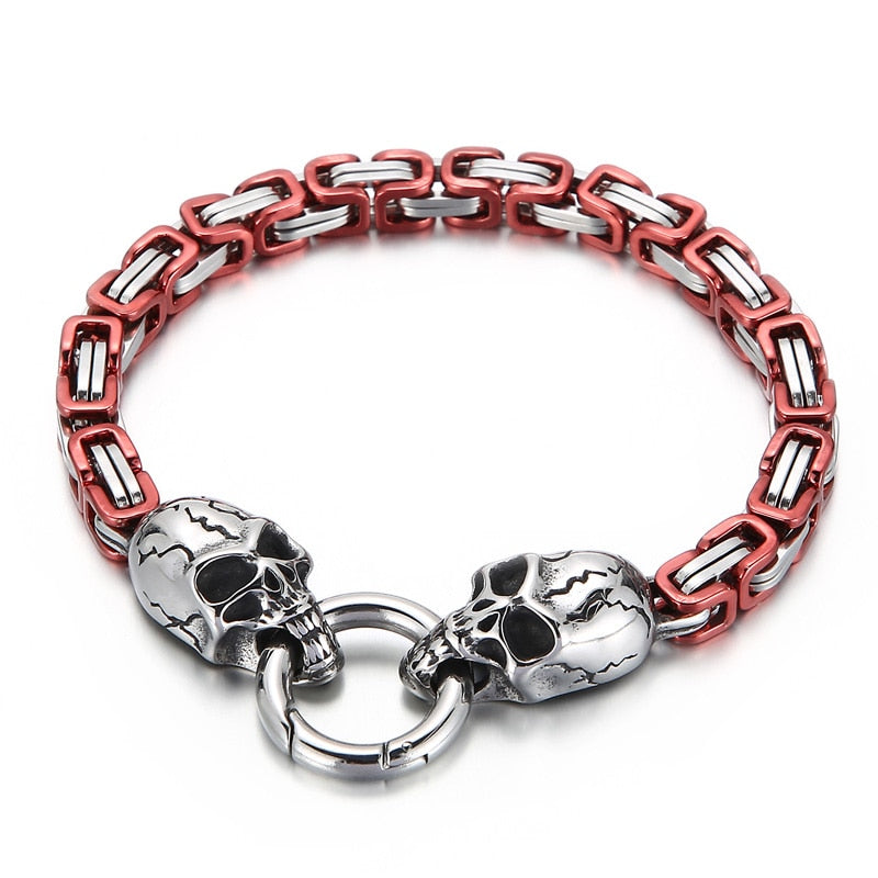 7 Colors Skull Byzantine Chain Mens Bracelet