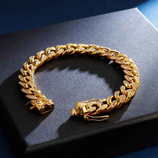 Bright Bling Elegant Cuban Chain Mens Bracelet