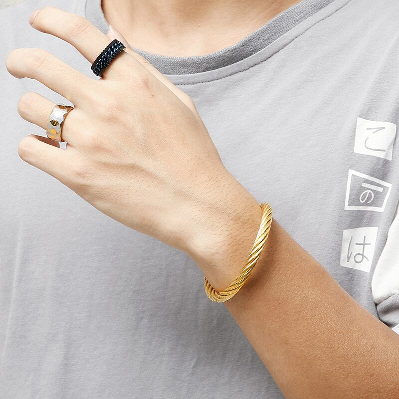 Steel Wire Woven Minimalist Bangle Bracelet