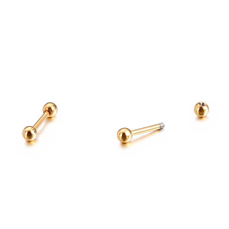 Ball and Stud Black Stainless Steel Stud Earrings