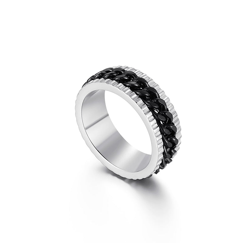 Zircon and Chain Spinner Ring