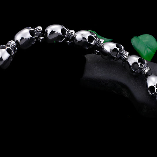 Heavy Metal High-Detail Skull Chain Bracelet