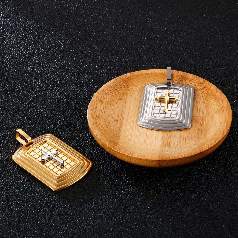 Geometric Cross Dog Tag Pendant