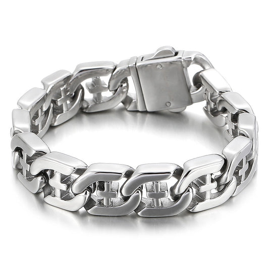 Cross Link Flat Chain Bracelet