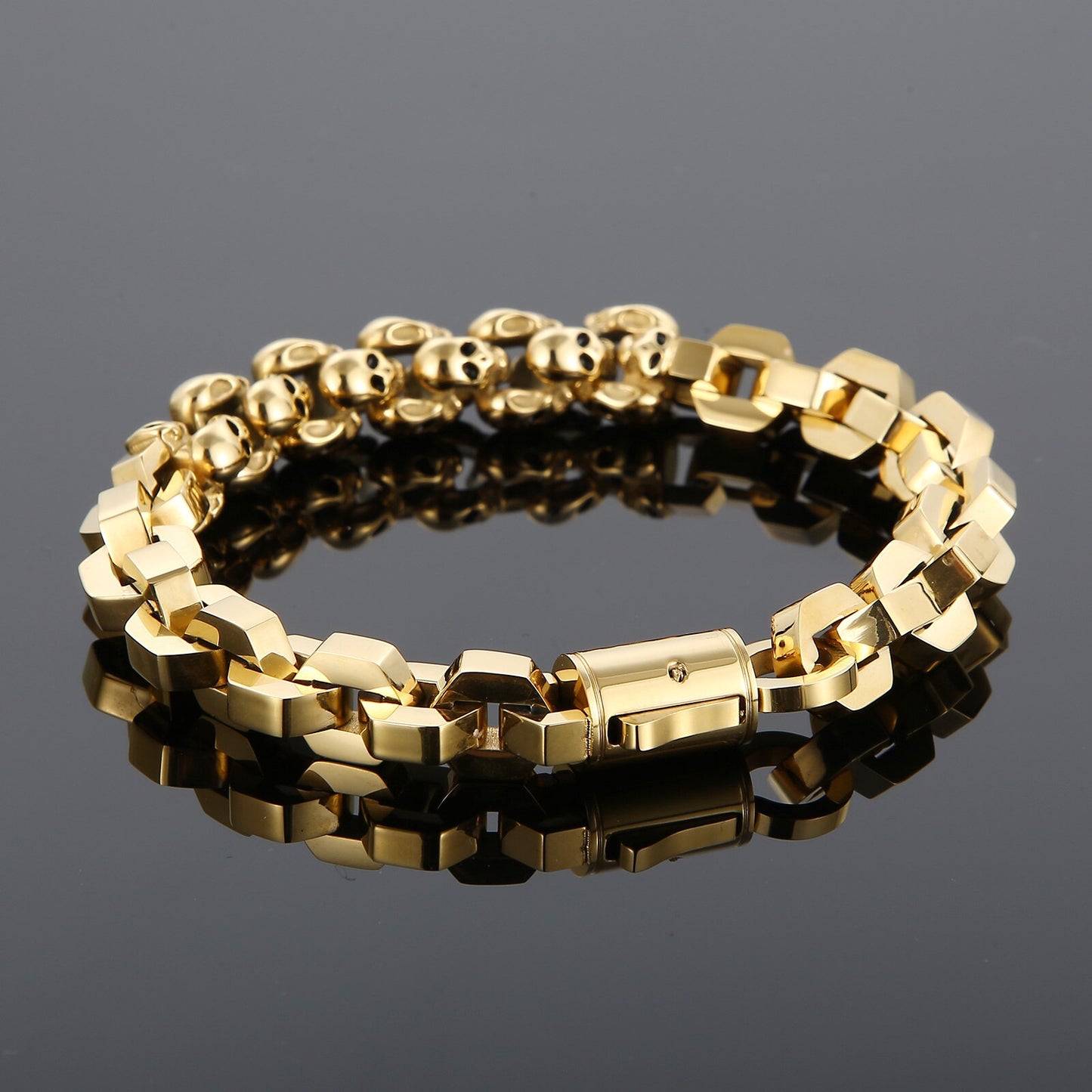 Skull and Square Chain Mens Bracelet