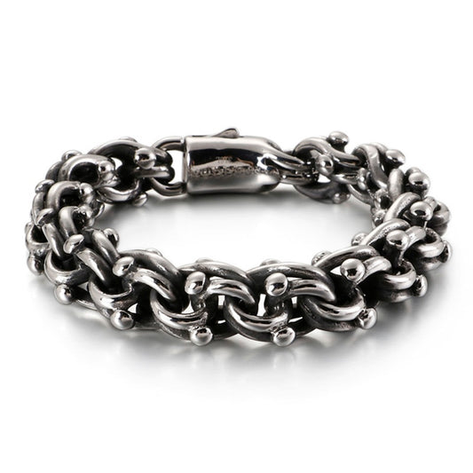 Wide Cross Link Bicycle Chain Mens Bracelet