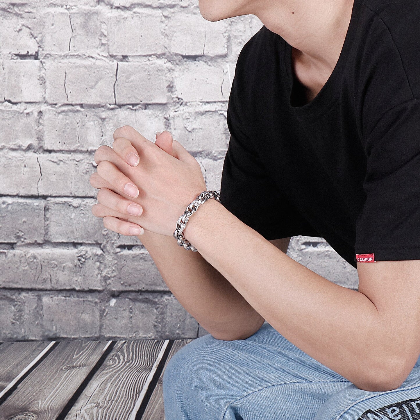 Double Twist Link Anchor Chain Bracelet