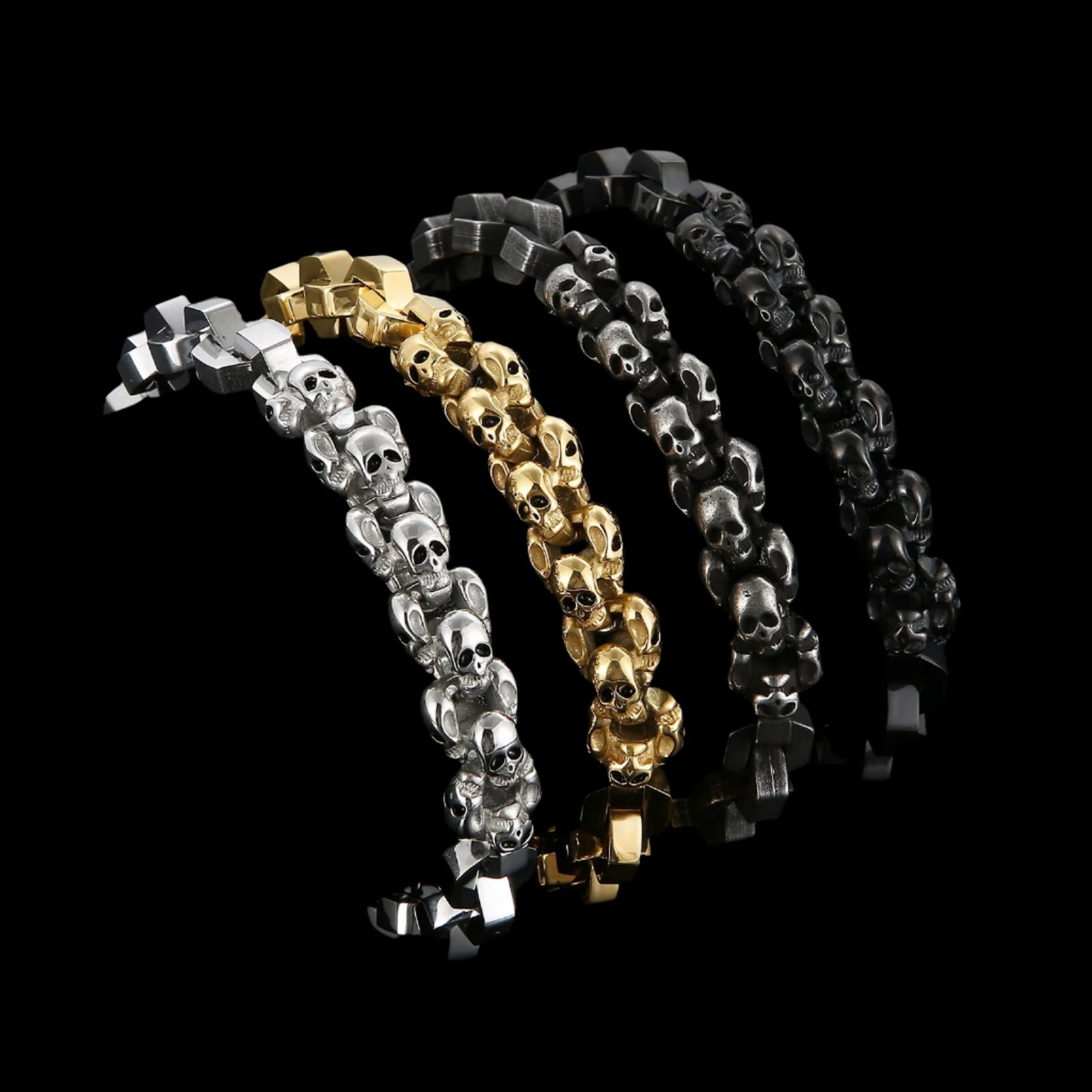 Skull and Square Chain Mens Bracelet