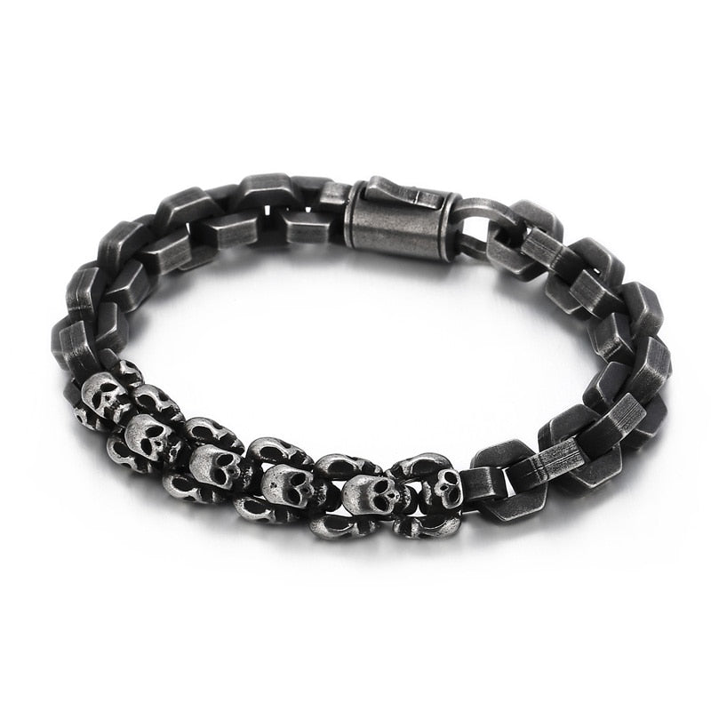 Skull and Square Chain Mens Bracelet