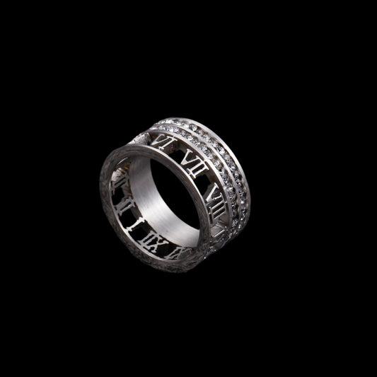 Crystal-Ringed Roman Numerals Ring