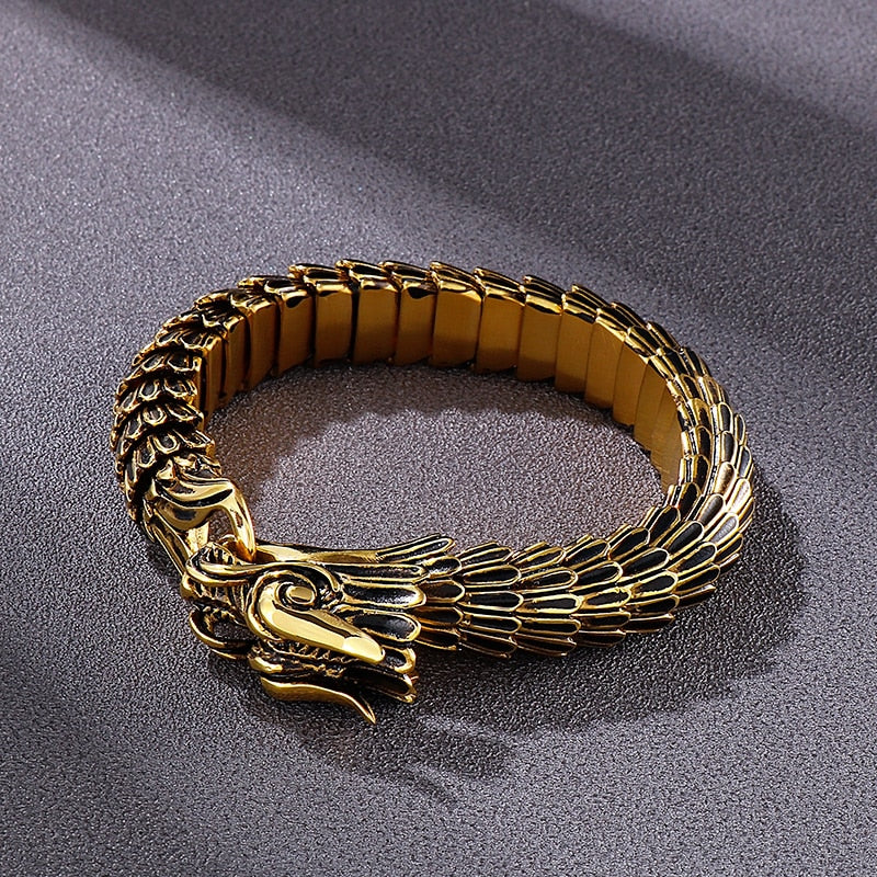 Asian Dragon Ouroboros Mens Bracelet