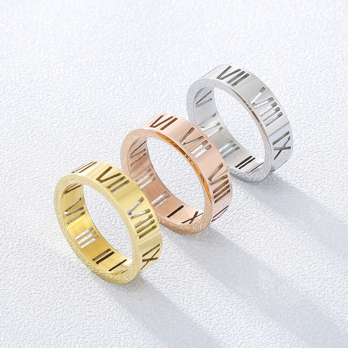 Roman Numerals Titanium Steel Ring