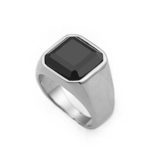 Square Obsidian Signet Ring
