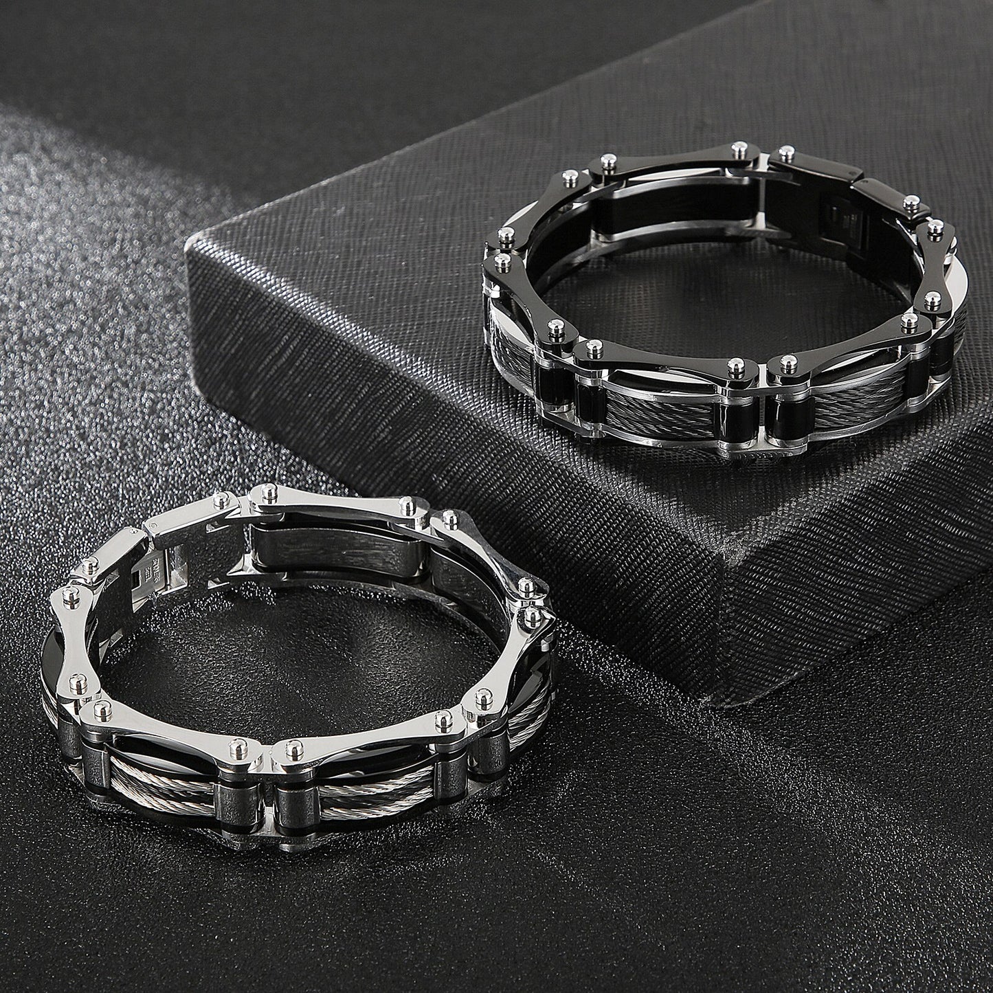 Punk Wire and Ratchet Steel Bracelet