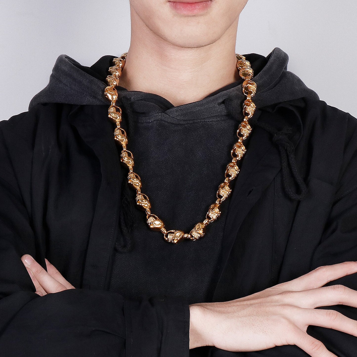 Gothic Gold Skull Chain Necklace