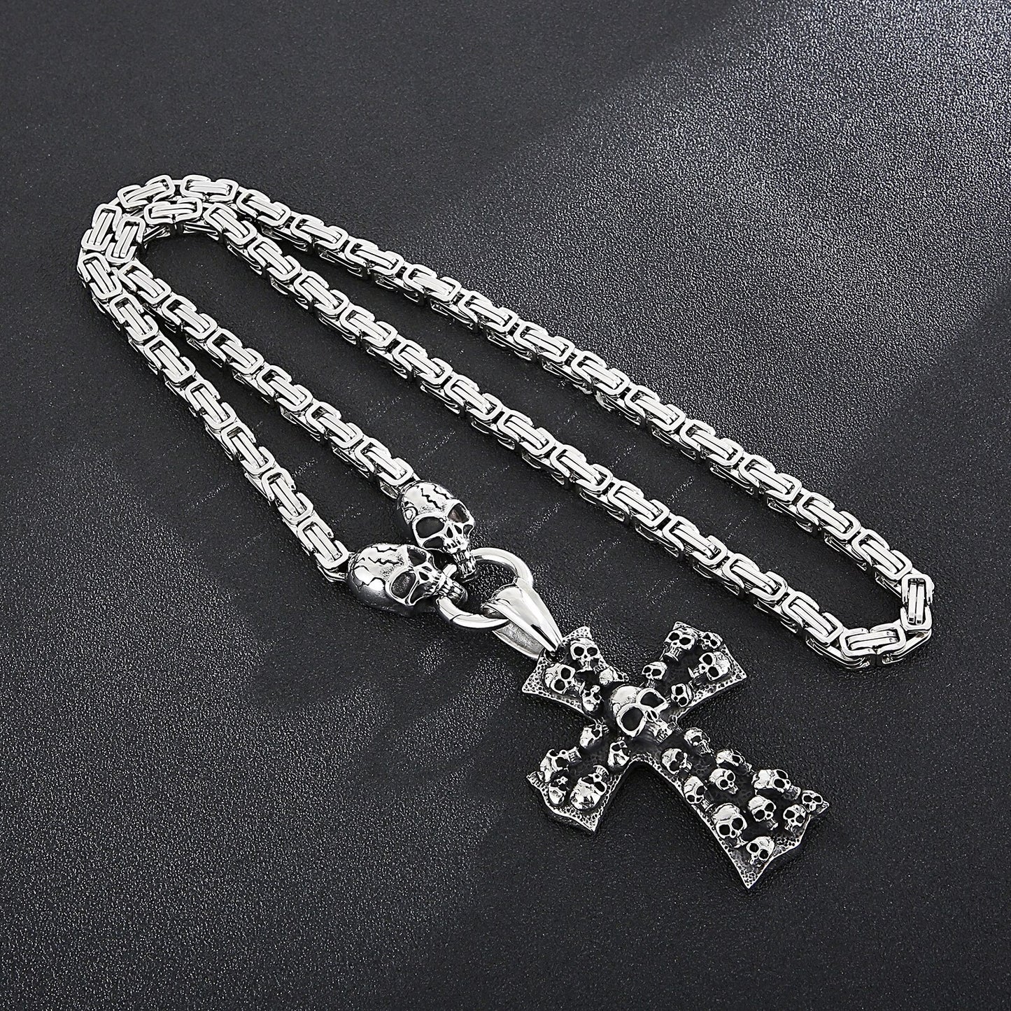 Skull Byzantine Chain Box Chain King's Chain With Pendant Men's Necklace