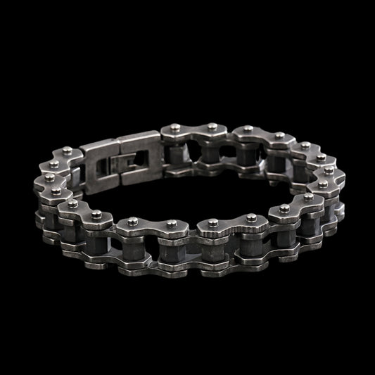 Gothic Gunmetal Biker Chain Steel Bracelet