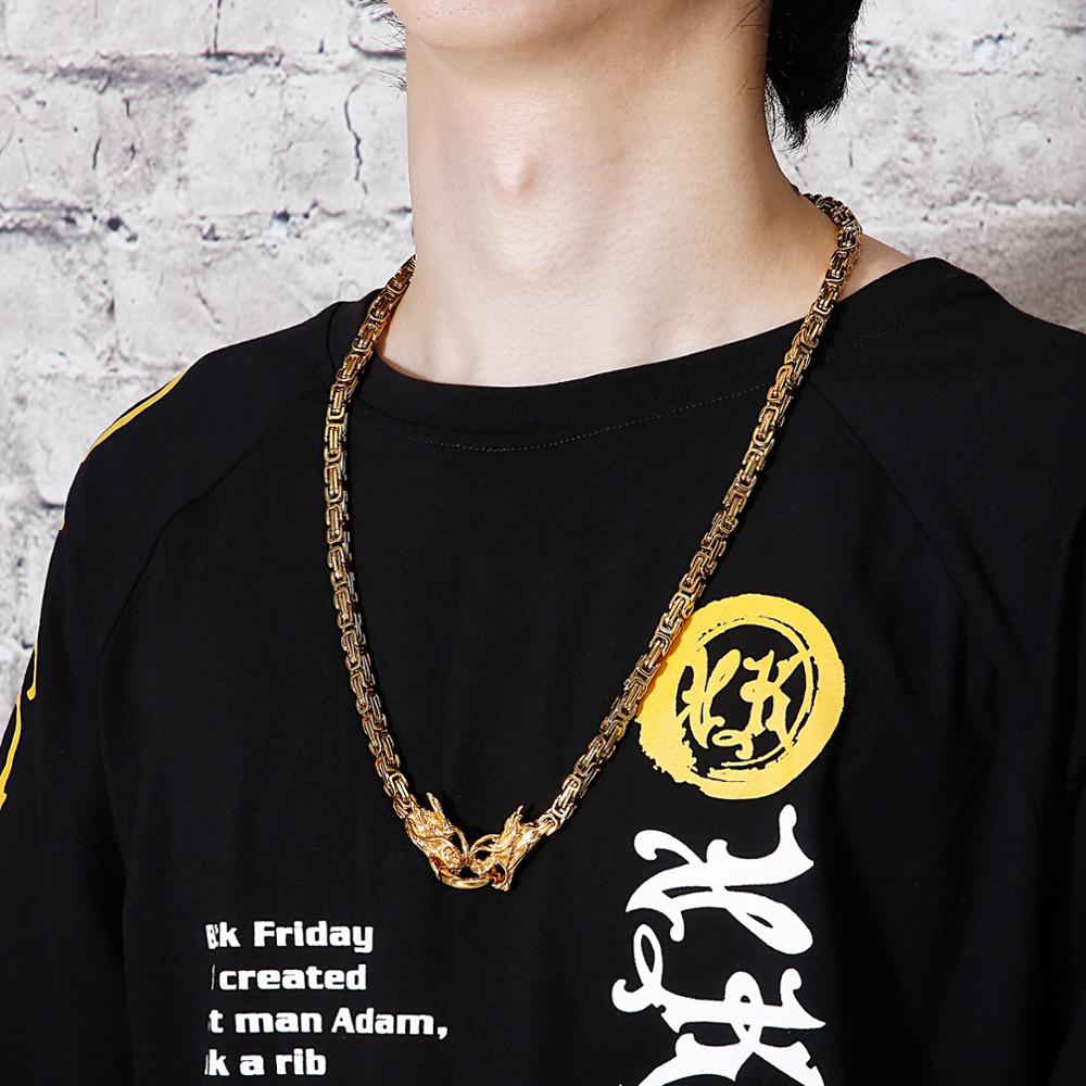 Dragon Byzantine Chain Box Chain Mens Necklace