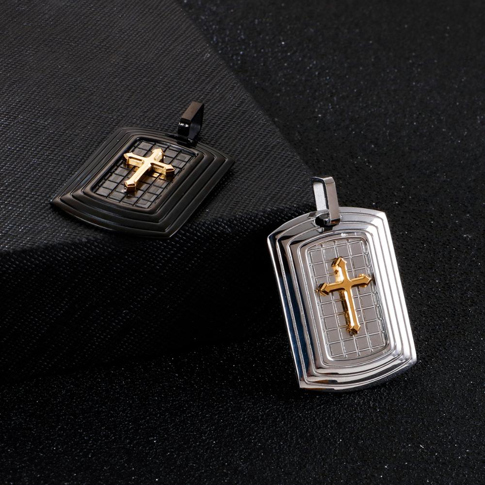 Geometric Cross Dog Tag Pendant