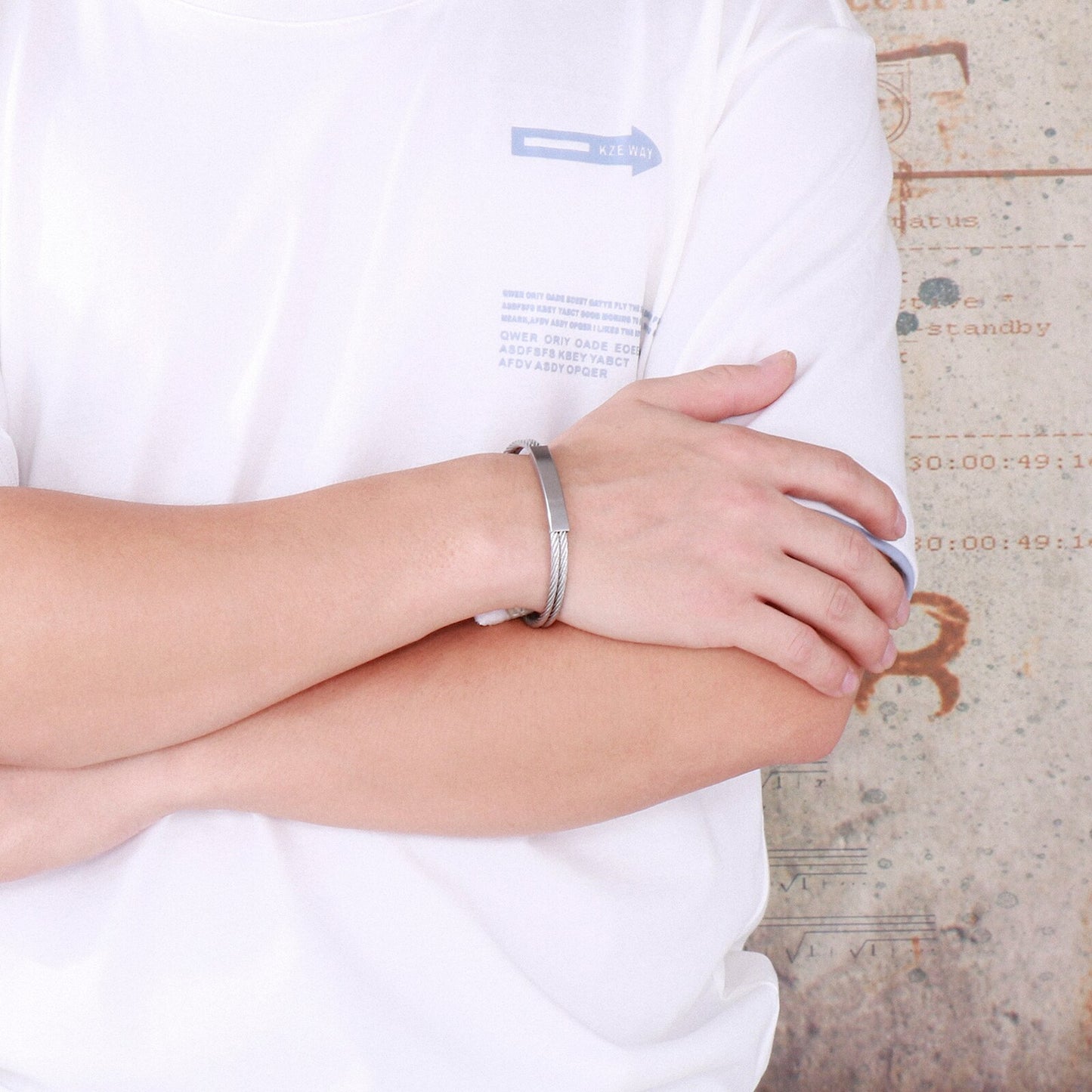 Dual Layer Woven Steel Cuff Band Bracelet