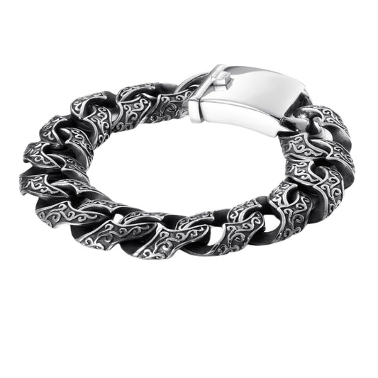 Twisted Scrollwork Cuban Link Chain Bracelet