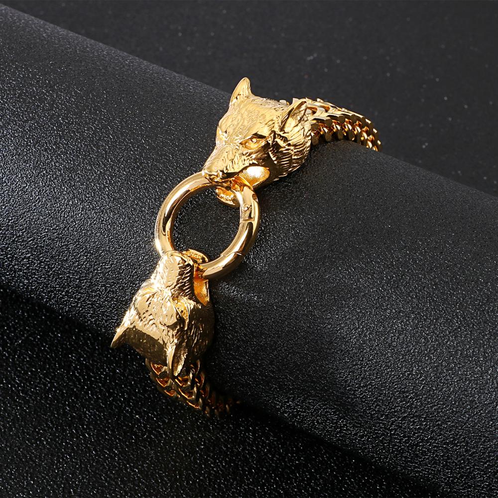 Dueling Wolves Chain Bracelet
