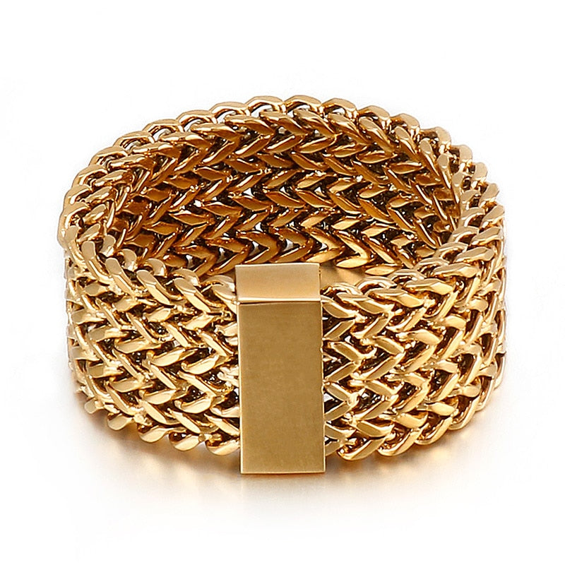 Woven Steel Chain Mail Band Ring